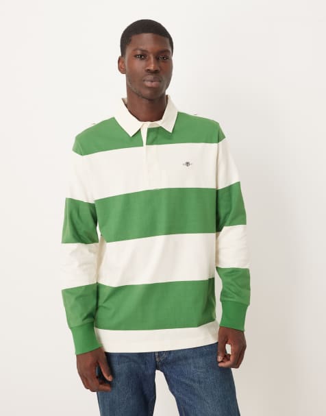 GANT - Polo stile rugby verde a righe - view 1