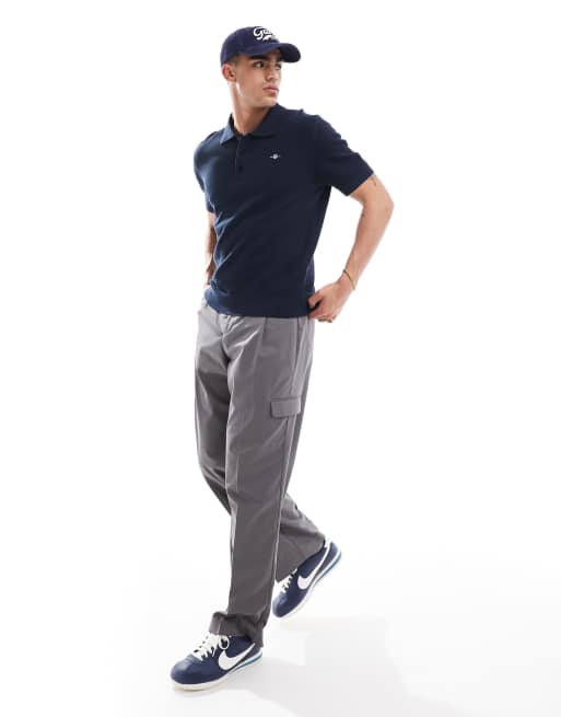 GANT - Polo structuré en maille de coton avec logo blason brodé - Bleu marine, 4 de 4