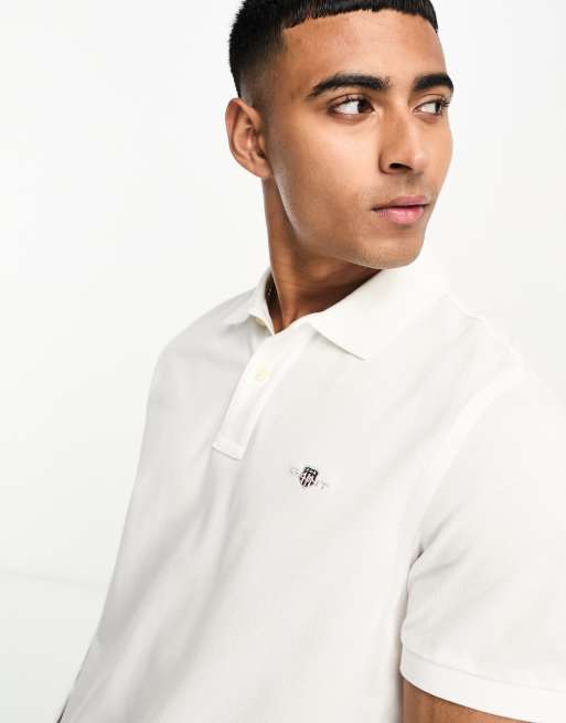 GANT - Polo vestibilità classica in piqué bianca con logo a scudo, 2 di 4
