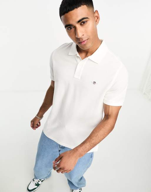 GANT - Polo vestibilità classica in piqué bianca con logo a scudo, 4 di 4