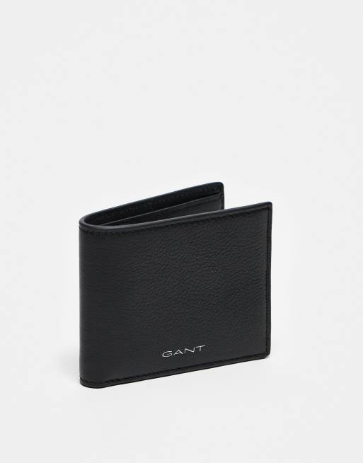 GANT - Portafoglio a libro in pelle nera con logo