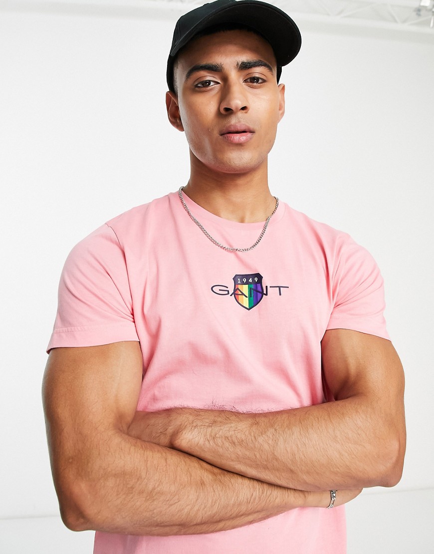 GANT Pride capsule shield logo T-shirt in pink