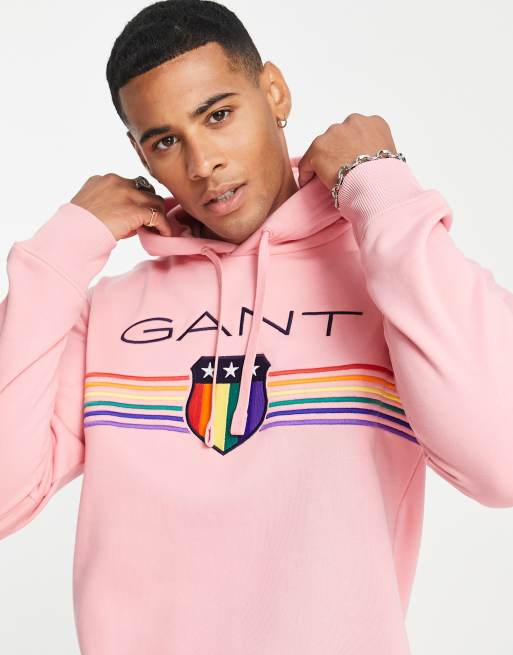 Pink hot sale gant hoodie