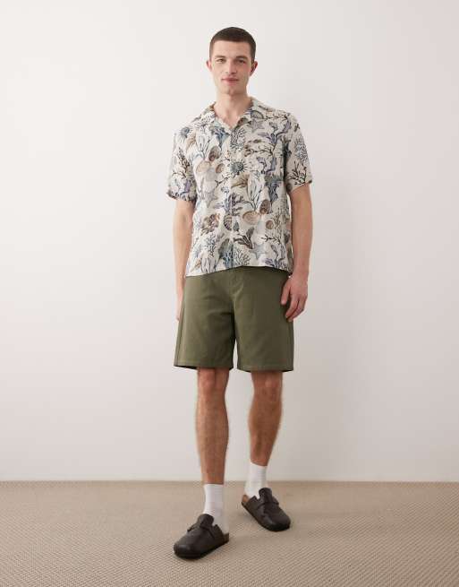 GANT printed open collar shirt in beige, 2 of 5