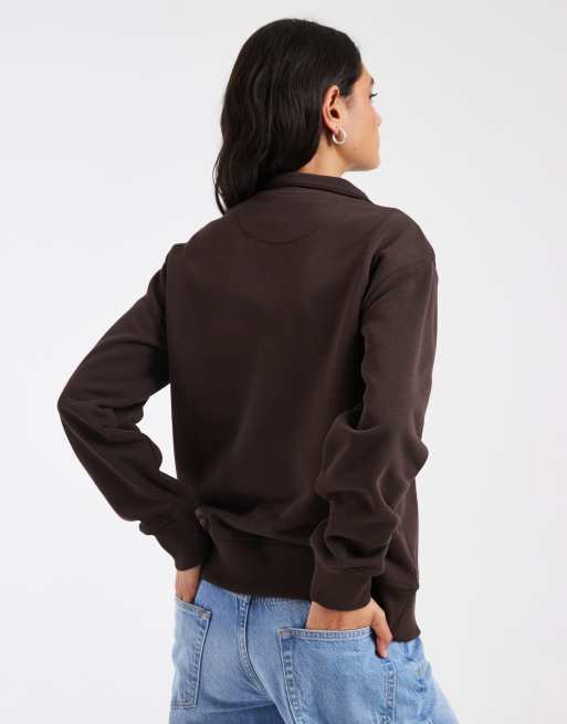 Gant - Pull en coton à demi-fermeture éclair - Marron, 4 de 4