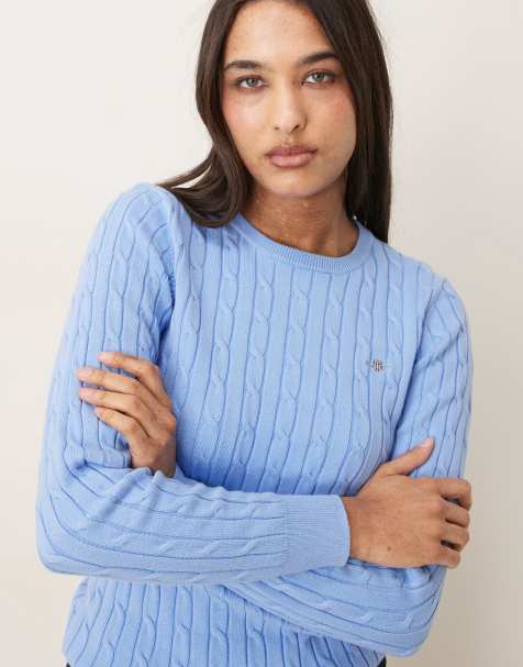 Gant - Pull en maille torsadée - Bleu de cobalt - view 1