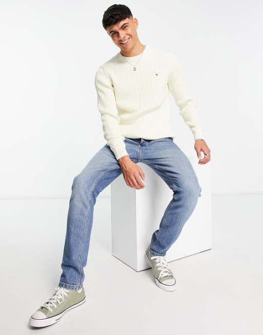 GANT Textured Raglan Knitted Crew Neck Cream - Acheter GANT .