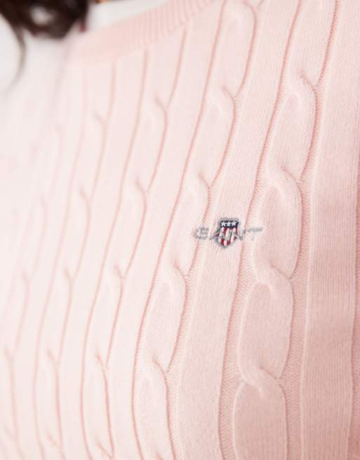 GANT - Pull en maille torsadée - Rose abricot, 4 de 4