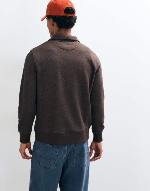GANT pull regular fit à demi-zip avec logo écusson en marron, 3 de 5