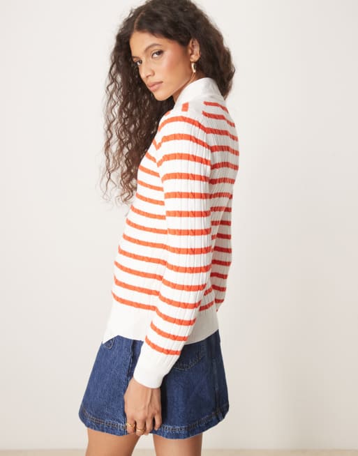 GANT – Pullover aus Baumwolle in Rot gestreift mit