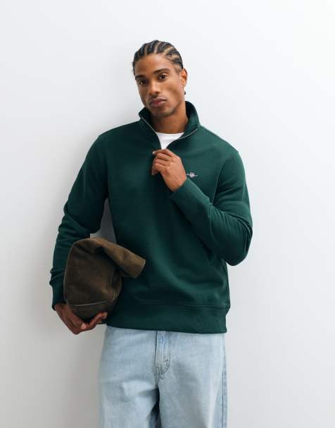 GANT Pullover mit halbem Reißverschluss, Regular Fit, mit Shield-Logo, in Grün - view 1