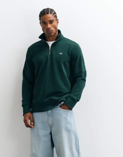 GANT Pullover mit halbem Reißverschluss, Regular Fit, mit Shield-Logo, in Grün, 4 von 5