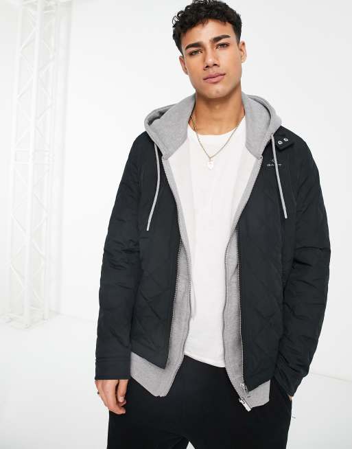 GANT quilted windcheater jacket with small logo in black | ASOS