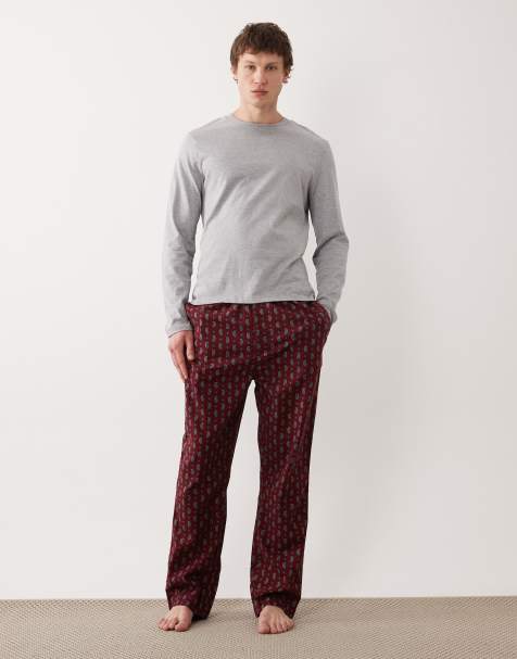 GANT - Røde pyjamasbukser i flannel med paisley-mønster - view 1