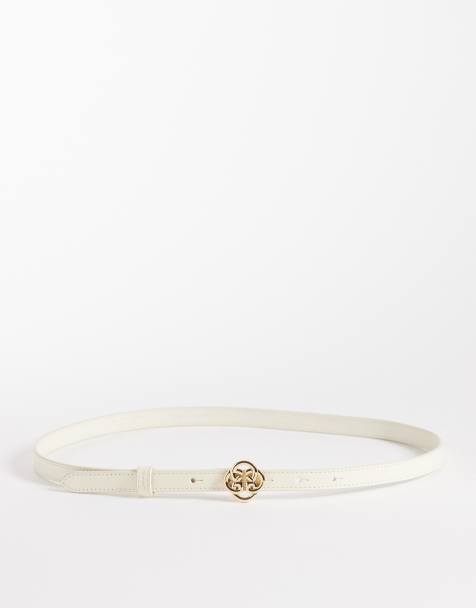 GANT real leather thin belt with gold buckle detail in sand - view 1