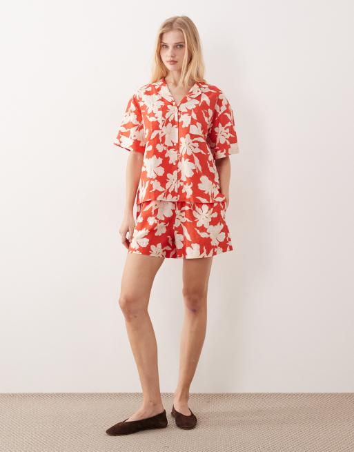 GANT - Recht overhemd van linnenmix met bloemenprint in rood, 3 van 4