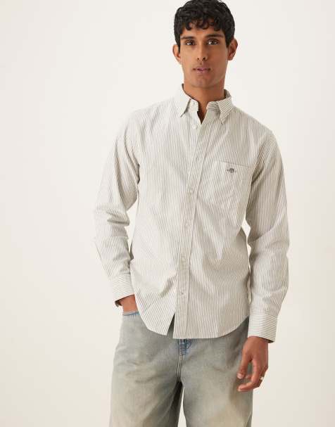 GANT regular classic oxford shirt in green stripe - view 1