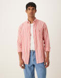 [Gant] GANT regular cotton linen mix shirt in red stripe Chest 39 Watermelon red