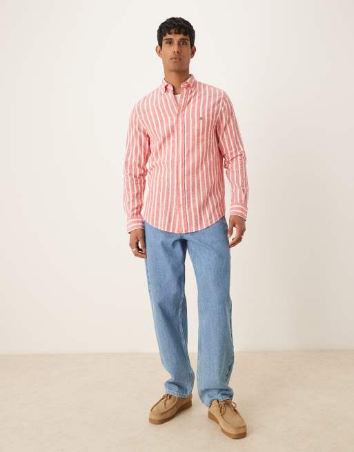 GANT regular cotton linen mix shirt in red stripe, 2 of 4