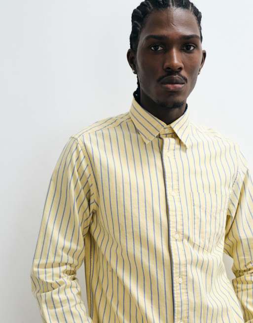 Gant regular fit archive Oxford-skjorte med striber i gul, 3 af 5