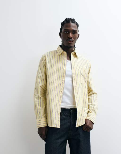 Gant regular fit archive oxford stripe shirt in yellow, 2 of 5