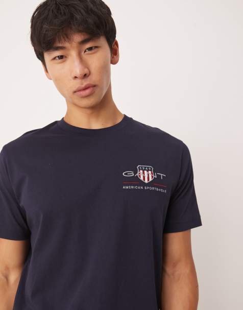 GANT regular fit archive small logo t-shirt in navy - view 1