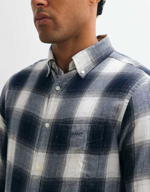 GANT regular fit check flannel shirt in navy, 2 of 5