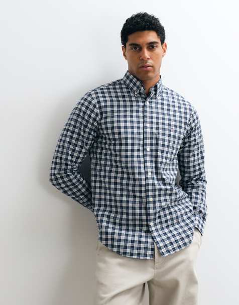 GANT regular fit check poplin shirt in green - view 1