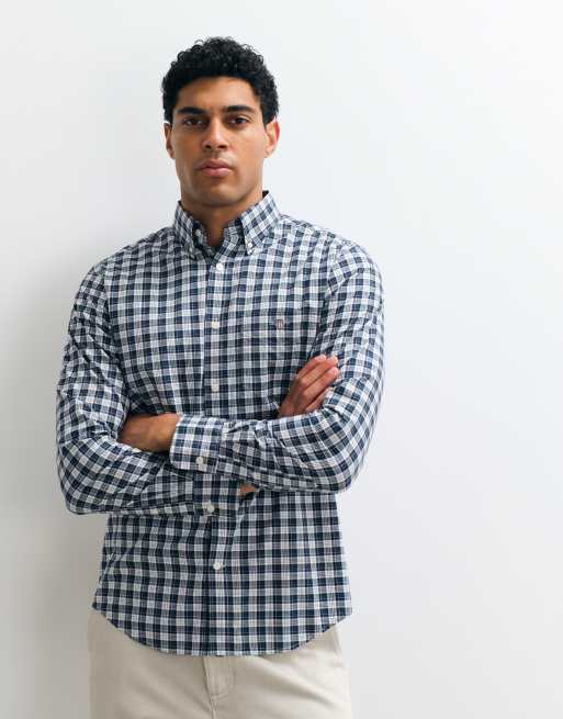 GANT regular fit check poplin shirt in green, 5 of 5