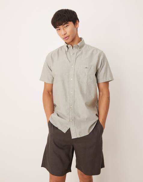 GANT regular fit classic oxford short sleeve shirt in green - view 1