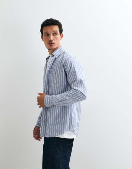 Gant regular fit classic oxford stripe shirt in blue, 5 of 5