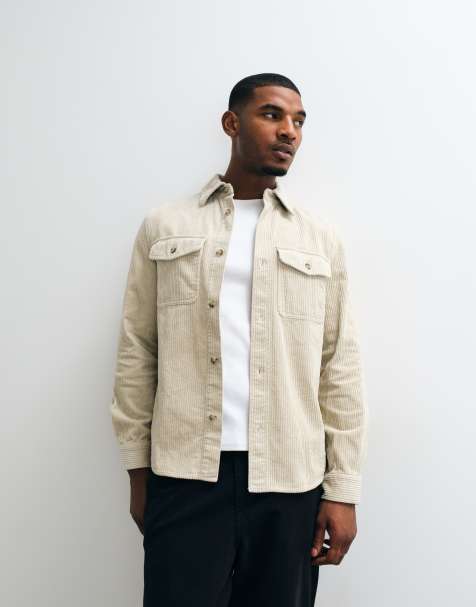 GANT regular fit corduroy overshirt in beige - view 1