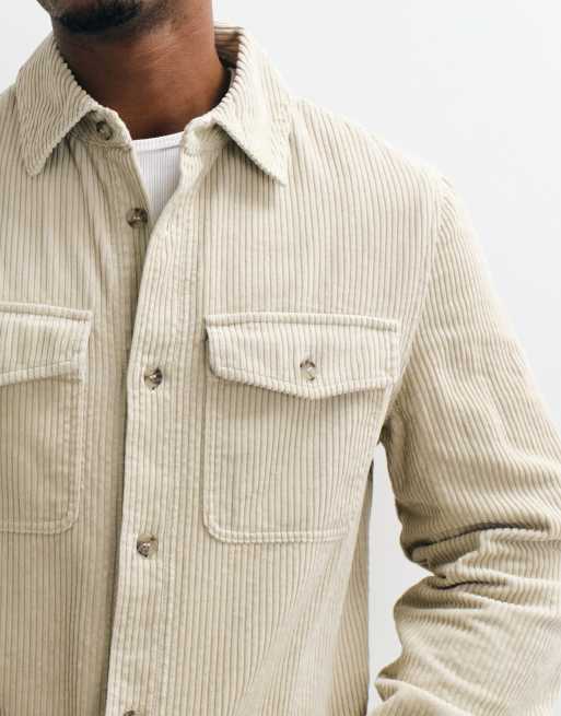 GANT regular fit corduroy overshirt in beige, 3 of 5