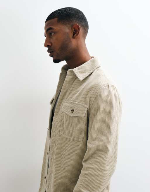 GANT regular fit corduroy overshirt in beige, 4 of 5