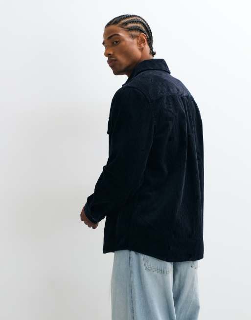 GANT regular fit corduroy overshirt in navy, 3 of 5