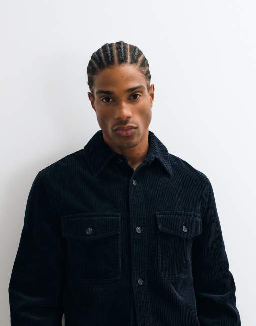 GANT regular fit corduroy overshirt in navy, 4 of 5