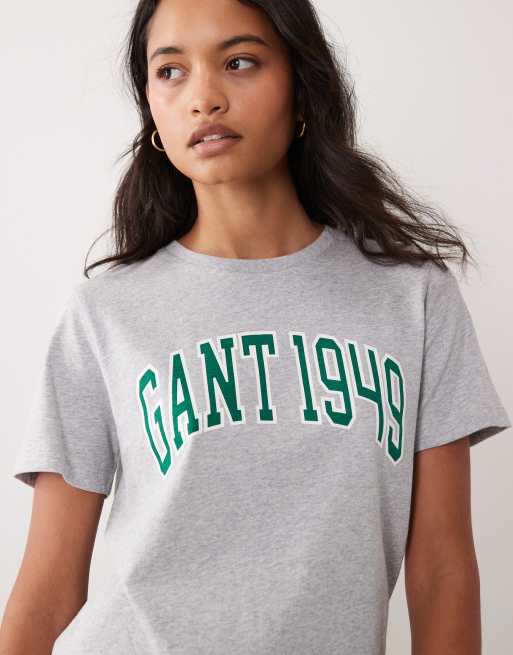 GANT regular fit graphic logo t-shirt in light grey, 2 of 4