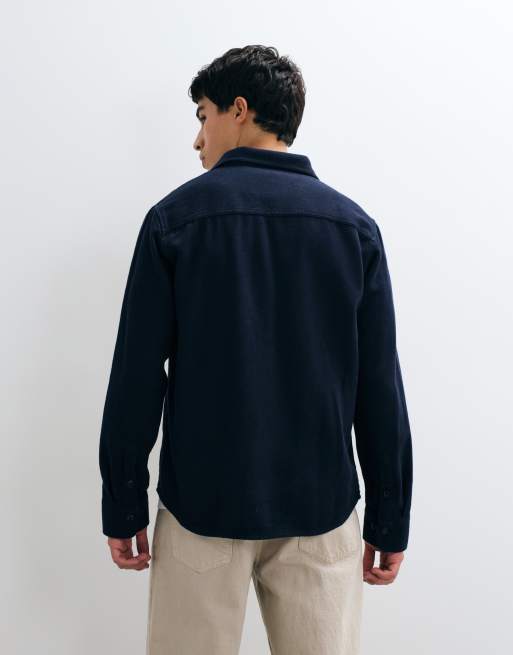 GANT regular fit heavy twill overshirt in mid blue, 5 of 5