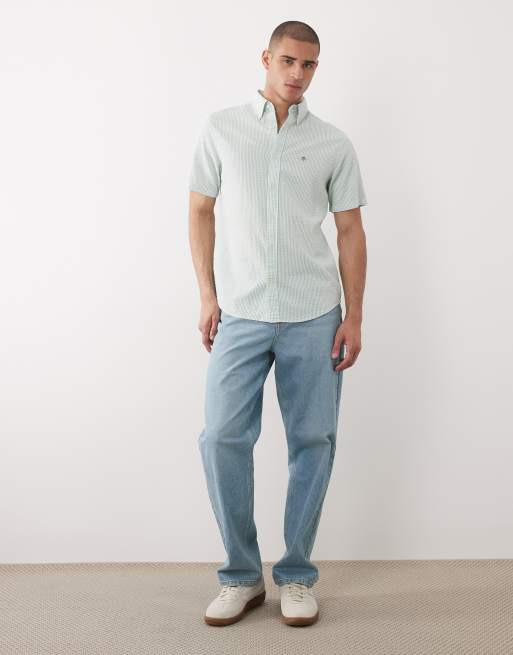 GANT – Regular-Fit-Hemd aus Seersucker in Aqua mit Streifen, 2 von 5