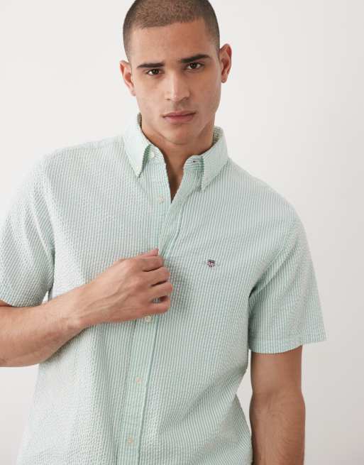 GANT – Regular-Fit-Hemd aus Seersucker in Aqua mit Streifen, 3 von 5
