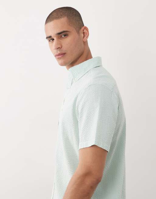 GANT – Regular-Fit-Hemd aus Seersucker in Aqua mit Streifen, 4 von 5