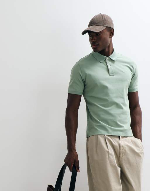 Gant regular fit kontrast piqué-polo i mintgrøn, 5 af 5