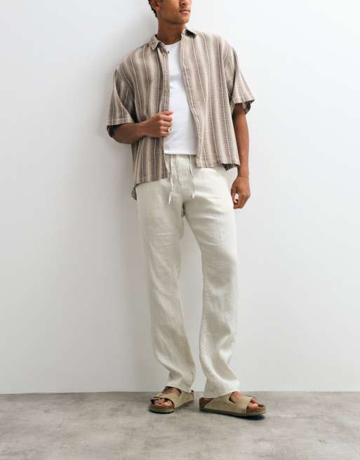 GANT regular fit linen trousers in desert beige, 3 of 5