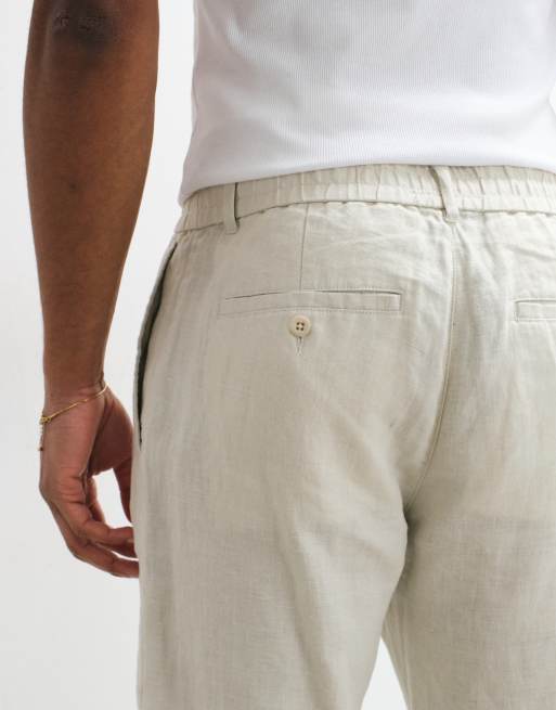 GANT regular fit linen trousers in desert beige, 5 of 5