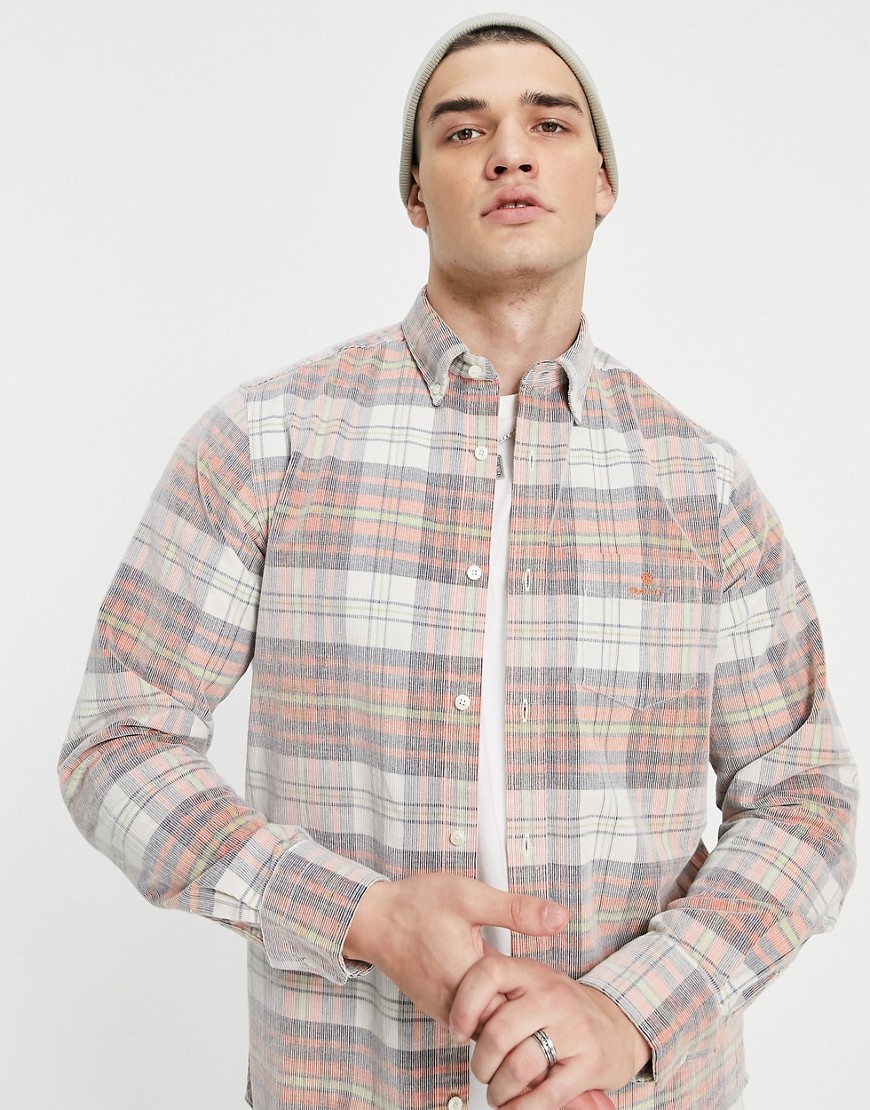 GANT - Regular-fit overhemd van corduroy met knopen en ruitjes in pompoen oranje
