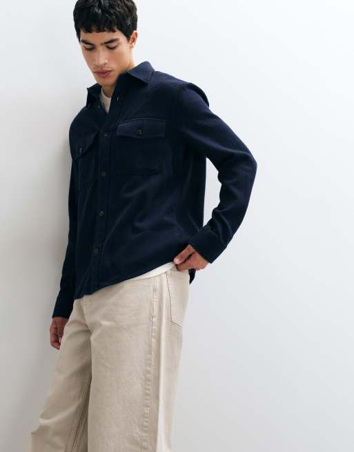 GANT regular fit overshirt i kraftig twill i mellanblått, 2 av 5