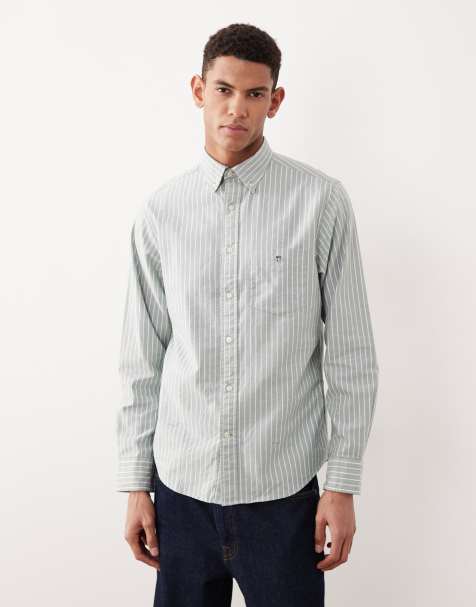 Gant - Regular-fit Oxford overhemd in groen met krijtstreep - view 1