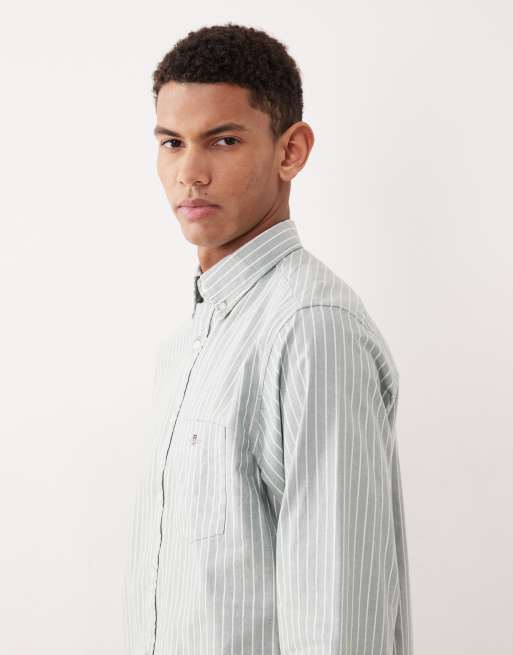Gant – Regular-Fit-Oxfordhemd in Grün mit Nadelstreifen, 2 von 5