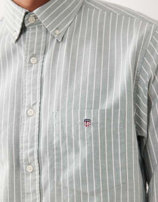 Gant – Regular-Fit-Oxfordhemd in Grün mit Nadelstreifen, 4 von 5
