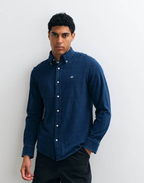 GANT regular fit pique jersey shirt in royal blue - view 1